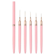 ネイルアートブラシ 5本セット キャップ付き 極細 ライナー筆 コスメ ネイル用品 ジェルネイル ライン セルフネイル 細い線 細筆 マーブル柄 ピーコック柄 ドットペン かわいい 便利