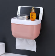 トイレットペーパーホルダー ペーパータオルホルダー 引き出し式 上部トレイ 小物置き スマホ置き トイレ用品 収納 ケース 洗面所 キッチン 日用品雑貨 簡単 便利