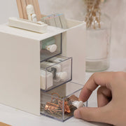 卓上小物入れ 卓上収納 机上収納 ペンホルダー ペン立て 整理用品 収納グッズ インテリア小物 四角形 引き出し 半透明 無地 シンプル カジュアル ポップ 可愛い キュート おしゃれ 子供部屋 勉強部屋 リビング 書斎 寝室 オフィス