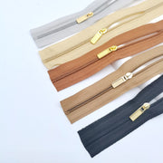 ファスナー チャック ジッパー 裁縫材料 手芸 DIY ハンドメイド 交換 修理 洋裁 無地 ブラック ゴールドカラー おしゃれ シンプル ベージュ カーキ グレー ブラウン