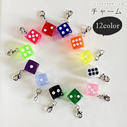チャーム ペンダントトップ アクセサリーパーツ ハンドメイド雑貨 ハンドメイド用品 手芸雑貨 カニカン サイコロ ダイス カラフル 半透明 カジュアル ポップ 可愛い キュート おしゃれ 推しカラー 推し活