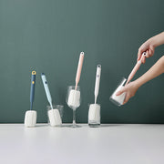 ボトルブラシ スポンジ 柄つき 柔らかい グラス コップ タンブラー ジョッキ 魔法瓶 哺乳瓶 水筒 クリーナー 洗浄 台所 キッチン 便利