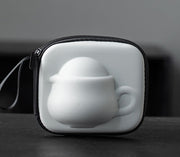 茶器ケース 茶器バッグ ティーセット 収納バッグ 茶器収納 茶碗 小物入れ 立体的 ストラップ付き ティーポット型 中国茶 日本茶 茶道 持ち運び おしゃれ ポータブル 衝撃吸収 便利
