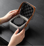 茶器バッグ 茶器ケース ティーセット 収納BOX 茶器収納 ボックス 箱型 茶碗 小物入れ 持ち手付き 中国茶 日本茶 茶道 持ち運び おしゃれ ポータブル 衝撃吸収 便利