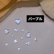 ネイルパーツ サイズランダム同色100個 ハート ストーン オーロラ 平底 ミックスサイズ デコパーツ セルフネイル 手芸 レジン