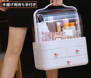 メイクボックス コスメボックス 化粧品収納ケース 小物入れ スタンド 引き出し 持ち手 フタ 蓋付き 卓上 机上 透明 クリア
