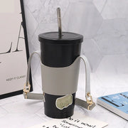 カップホルダー ドリンクホルダー ボトルカバー テイクアウト レザー調 ストラップ付き シンプル 持ち運び かわいい おしゃれ