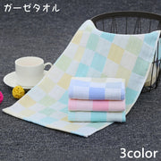 ガーゼタオル フェイスタオル 洗顔タオル ハンドタオル ベビー 赤ちゃん キッズ 子供 ガーゼ チェック かわいい おしゃれ 柔らかい