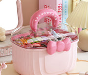 多目的ケース アクセサリーケース 小物ケース キッズ 子供用 アクセサリーボックス 小物収納 文房具収納 リボン かわいい おしゃれ フェミニン 女の子 女子 収納ボックス 収納ケース ジュエリー アクセサリー 整理 保管 持ち運び おでかけ