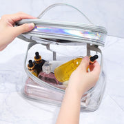 化粧ポーチ コスメポーチ メイクポーチ 2層 2段 防水 バニティポーチ バニティバッグ ファスナー 取っ手付き 大容量 収納 整理 メイク用品 おしゃれ 旅行 お泊り 化粧品