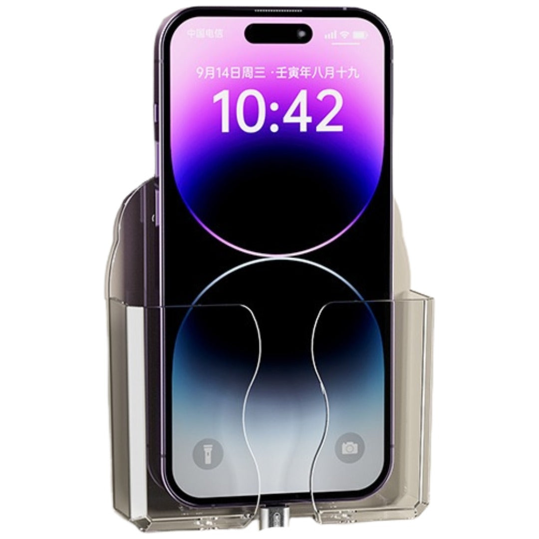 スマホホルダー 壁掛け スマホ充電スタンド スマートフォンスタンド スマホスタンド リモコンラック クリアカラー 透明 壁取り付け 粘着シール 工具不要 穴あけ不要 おしゃれ かわいい 省スペース 便利グッズ