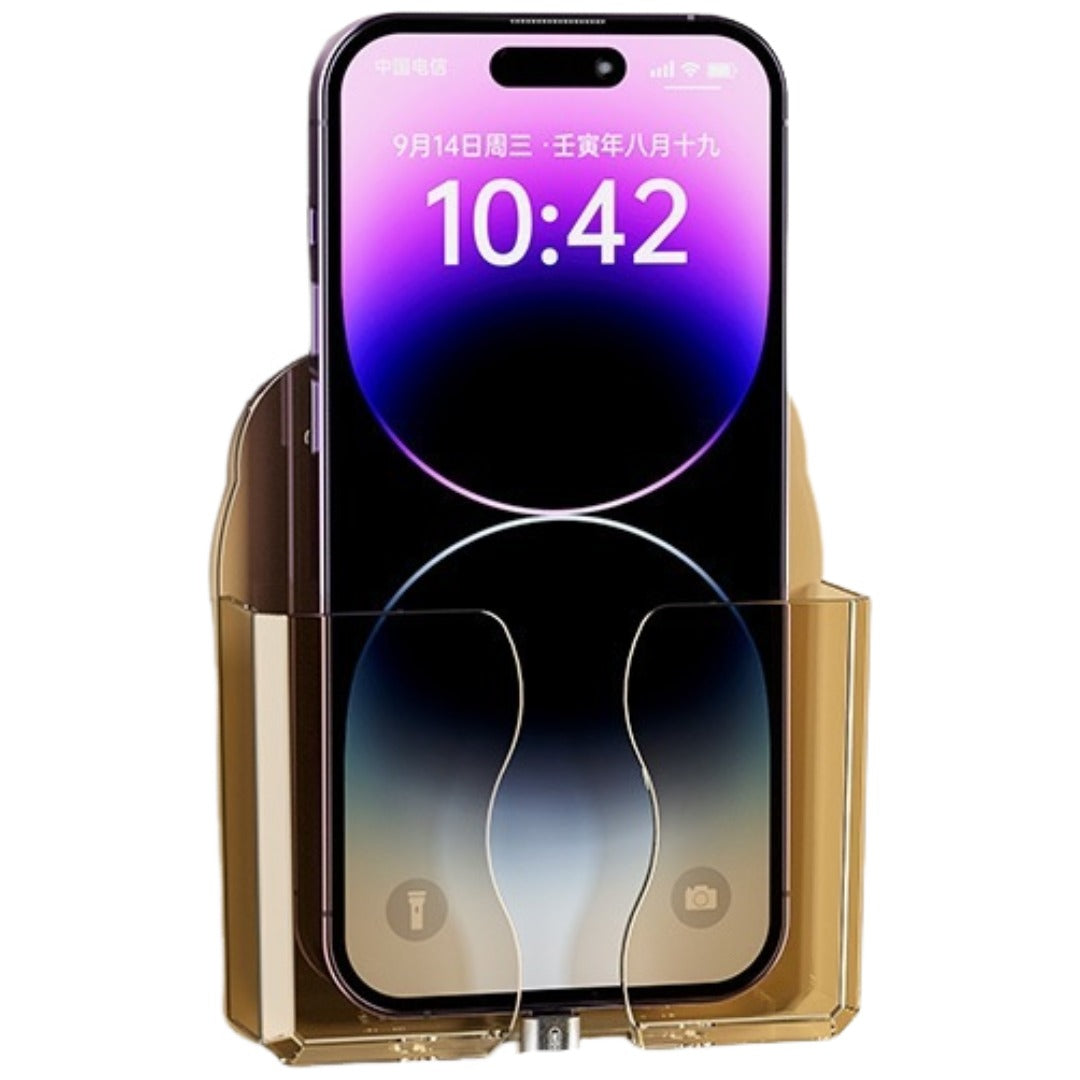 スマホホルダー 壁掛け スマホ充電スタンド スマートフォンスタンド スマホスタンド リモコンラック クリアカラー 透明 壁取り付け 粘着シール 工具不要 穴あけ不要 おしゃれ かわいい 省スペース 便利グッズ