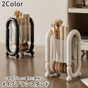 メイクブラシスタンド メイクボックス メイク用ブラシ立て 2段 メイク道具 収納ケース ボックス ペンシルスタンド ペン立て クリア 透明 英字ロゴ入り コスメ用品 メイク道具収納 パフ マスカラ 便利 スタイリッシュ シンプル お洒落 かわいい