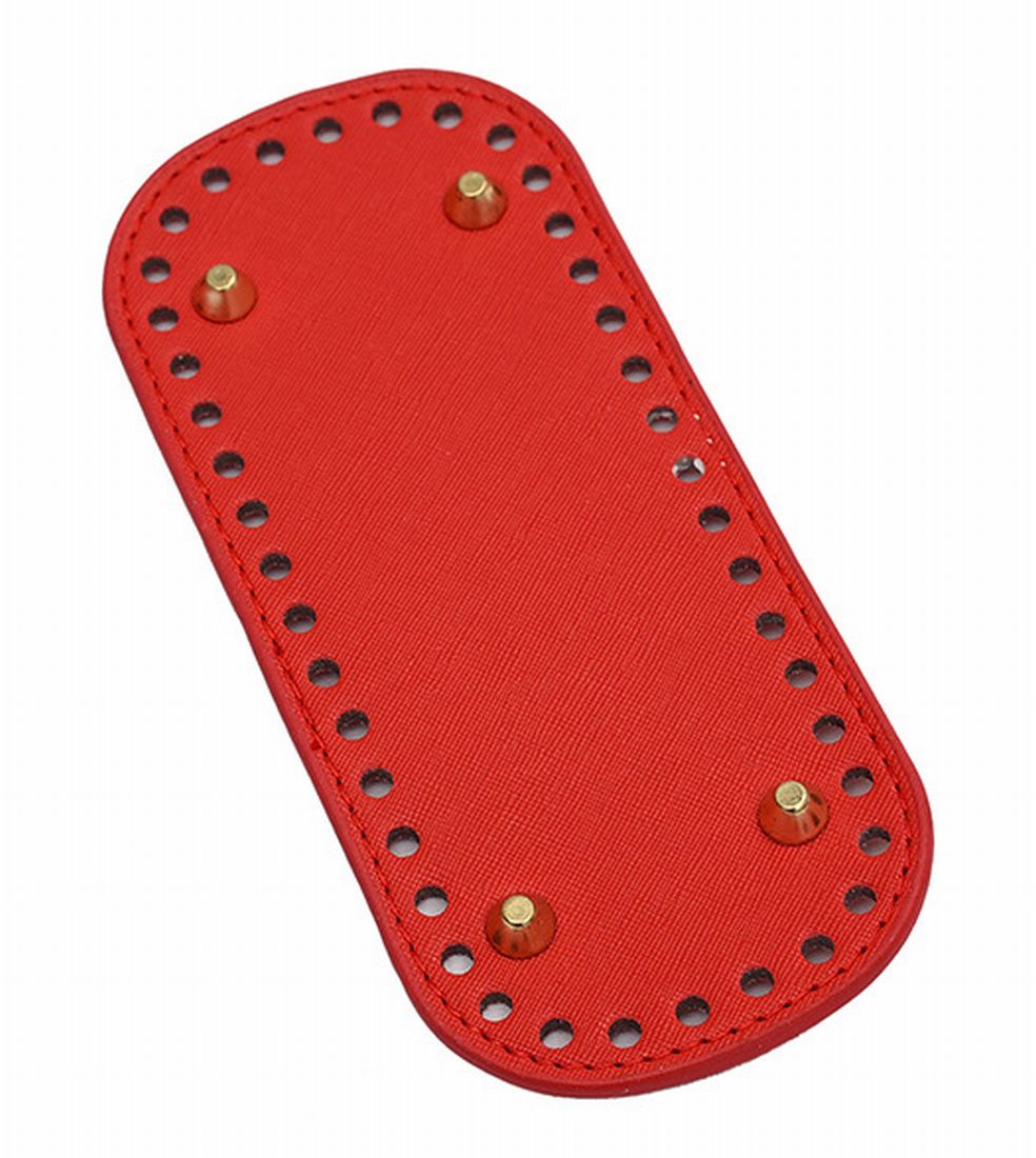 バッグ用底板 リベット付き 18x8cm PUレザー 編みつけ カバン パーツ DIY ハンドメイド 手芸 無地 シンプル 鞄 かごバッグ 裁縫材料