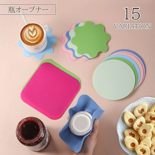 瓶オープナー 蓋開け キャップオープナー シリコン 四角 丸 商品画像