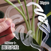 園芸支柱 2個セット 花茎 支え フラワースタンド ガーデニング アロカシア クワズイモ 観葉植物 花 フラワー 植木鉢 プランター 誘引 サポート ささえ 固定 転倒予防 簡単設置 透明 クリア