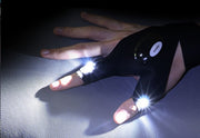 ハンディライト ライトグローブ 片手用 単品 LED 手袋 穴あき 指ぬき 防水 伸縮性 面ファスナー マジック テープ アウトドア リチウム 釣り用品 夜釣り キャンプ