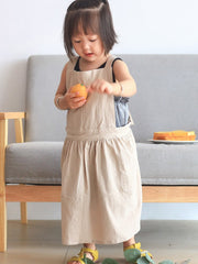 エプロン 前掛け 子ども用 子供用 キッズ 女の子 男の子 ユニセックス 男女兼用 お揃い ペアルック 生活雑貨 日用雑貨 サイドポケット リボン 布製 無地 シンプル カジュアル ナチュラル 可愛い かわいい キュート おしゃれ