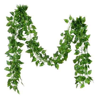 フェイクグリーン 5本セット 人工観葉植物 造花 リーフ 葉っぱ A【ポトス葉】2.1m バリエーション画像