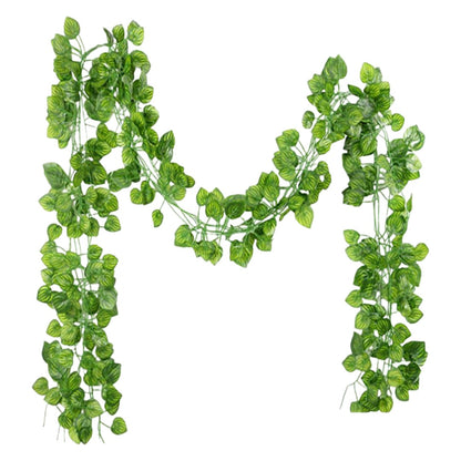 フェイクグリーン 5本セット 人工観葉植物 造花 リーフ 葉っぱ C【スイカ葉】2.1m バリエーション画像