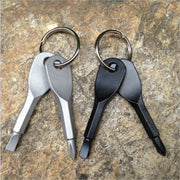 ミニドライバー 2点セット キーリング付き プラスドライバー マイナスドライバー 締付工具 手動工具 小型 コンパクト 持ち運び ポータブル 携帯 キーホルダー ネジ回し DIY メンテナンス 修理 作業 アウトドア シンプル 便利