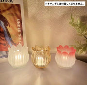 キャンドルホルダー キャンドルスタンド 同色2個セット ガラス製 フラワー 花 チューリップ型 キャンドルグラス 可愛い おしゃれ インテリア雑貨 ウエディング クリスマス 贈り物 プレゼント