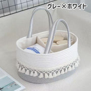 おむつストッカー 収納バスケット おむつカゴ 小物入れ ベビー用品 収納ボックス 仕切り 小分け 取っ手付き 持ち運び