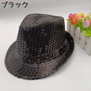 ハット 中折れハット 帽子 キッズ レディース 子供用 大人用 ぼうし キラキラ スパンコール 親子でお揃い ペアルック 中折れ帽 女の子 男の子 ダンス衣装 舞台 ステージ ゴージャス ヒップホップ ライブ ハロウィン 仮装 パーティー 余興 二次会