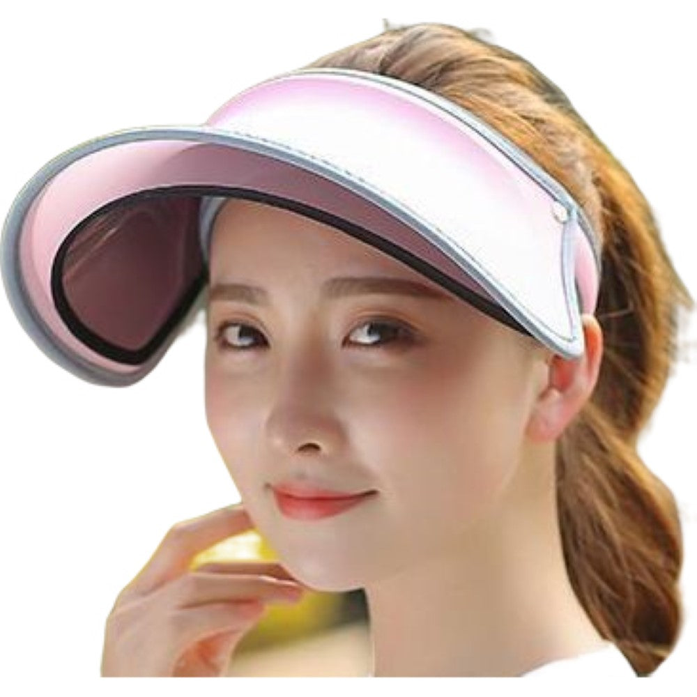 サンバイザー レディース 女性用 つば広 2重 2WAY ライトピンク バリエーション画像