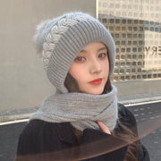 ニット帽 マフラー一体型 ニットキャップ ニットマフラー バラクラバ ネックウォーマー レディース 女性 帽子 ボウシ ファッション小物 リブ ボンボン あったか 無地 単色 シンプル かわいい おしゃれ カジュアル 防寒 ぽかぽか
