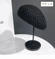 ベレー帽 かぎ針編みニット レディース 女性 婦人 かぎ編み 透かし柄 お洒落 可愛い シンプル フェミニン お出かけ 普段使い デイリー ファッション小物 春 夏 秋