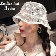 バケットハット 帽子 レディース 女性用 ぼうし レース 花 フラワー 透け感 シースルー おしゃれ 可愛い フェミニン 日よけ ファッション小物 春 夏 秋