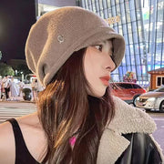 ニット帽 ビーニー ワッチキャップ 帽子 レディース 女性用 ぼうし ツバ付き 深め ソリッドカラー シンプル カジュアル 暖かい あったか 防寒 寒さ対策 ファッション小物 お出掛け