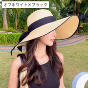 麦わら帽子 レディース つば広ハット 女優帽 ペーパーハット リボン シンプル ストローハット おしゃれ 日よけ 紫外線対策 UV対策 日差し除け カジュアル デイリー 普段使い リゾート 海 プール お出かけ 女性用