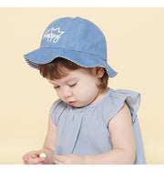 ベビー帽子 ベビーハット ベビーキャップ デニムハット ぼうし 子供用 幼児  キッズ ロゴ刺繍 男の子 女の子 男児 女児 紫外線対策 日除け 日よけ 可愛い おしゃれ シンプル