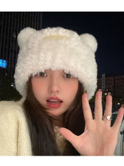 ファーハット 帽子 ぼうし レディース 女性用 クマ 耳付き フェイクファー もこもこ ふわふわ カジュアル 可愛い おしゃれ あったか 暖かい 防寒 ファッション小物 秋冬