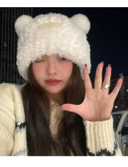 ファーハット 帽子 ぼうし レディース 女性用 クマ 耳付き フェイクファー もこもこ ふわふわ カジュアル 可愛い おしゃれ あったか 暖かい 防寒 ファッション小物 秋冬