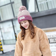 ニット帽 レディース 帽子 女性用 ビーニー リブ編み ポンポン ミックスカラー かわいい おしゃれ ファッション小物 ベーシック スタンダード 定番