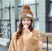 ニット帽 レディース 帽子 女性用 ビーニー リブ編み ポンポン ミックスカラー かわいい おしゃれ ファッション小物 ベーシック スタンダード 定番