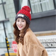 ニット帽 レディース 帽子 女性用 ビーニー リブ編み ポンポン ミックスカラー かわいい おしゃれ ファッション小物 ベーシック スタンダード 定番