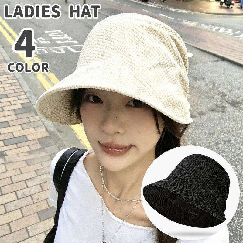 チューリップハット 帽子 レディース 薄手 前長め 後ろ短め アシンメトリーつば 夏用 日よけ バケットハット サンハット 旅行 散歩 普段使い