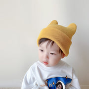 ニットキャップ 帽子 ぼうし ベビー キッズ 子ども用 子供用 女の子 男の子 ペアルック お揃い ロールアップ ケモ耳 クマ耳 無地 ブラック オレンジ グレー ブラウン シンプル カジュアル ポップ キュート 可愛い おしゃれ 秋 冬 出産祝い ギフト