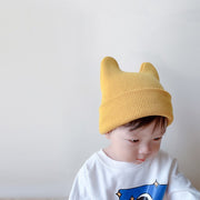ニットキャップ 帽子 ぼうし ベビー キッズ 子ども用 子供用 女の子 男の子 ペアルック お揃い ロールアップ ケモ耳 クマ耳 無地 ブラック オレンジ グレー ブラウン シンプル カジュアル ポップ キュート 可愛い おしゃれ 秋 冬 出産祝い ギフト