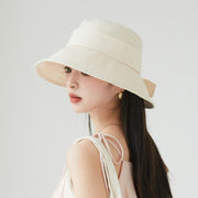 バケットハット レディース 女性 婦人 帽子 ぼうし ハット リボン 無地 単色 シンプル かわいい おしゃれ 日除け 紫外線対策