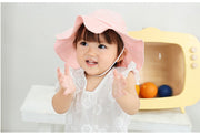 ベビー帽 ハット ベビー 赤ちゃん 子供用 帽子 ツバ広 ネックガード リボン 無地 単色 シンプル かわいい おしゃれ 熱中症対策 日焼け対策