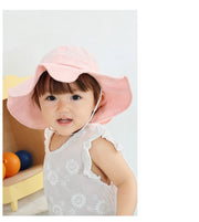 ベビー帽 ハット ベビー 赤ちゃん 子供用 帽子 ツバ広 ネックガード リボン 無地 単色 シンプル かわいい おしゃれ 熱中症対策 日焼け対策