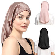ナイトキャップ ヘアキャップ レディース 女性 筒型 ロングヘア用 就寝用 髪保護 ヘアケア サテン調 シンプル かわいい