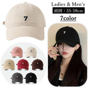 キャップ レディース メンズ ベースボールキャップ 数字 7 刺繍 ワンポイント シンプル カジュアル 野球帽 通学 普段使い キャンパス 男女兼用 帽子