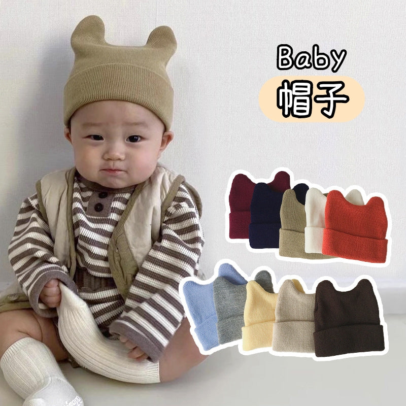 帽子 ベビー帽子 ニット ベビーキャップ ファッション小物 赤ちゃん ベビー 幼児 新生児 女の子 男の子 ボウシ 無地 単色 シンプル おしゃれ