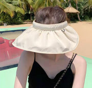 サンバイザー レディース 女性 帽子 ぼうし つば広ハット 紫外線対策 UV対策 日除け 折りたたみ カチューシャ 2way コンパクト 日よけ帽 シンプル ナチュラル おしゃれ かわいい きれいめ お出かけ 海 ビーチ アウトドア 夏 黒 ベージュ ネイビー ピンク キャメル